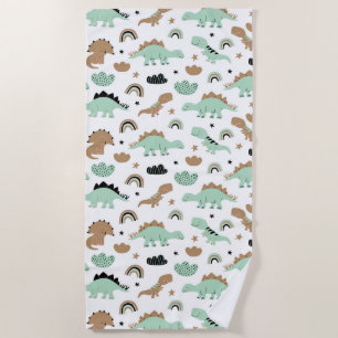 Cute Mint Green Dinosaur Pattern Strandlaken