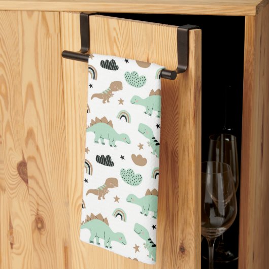 Cute Mint Green Dinosaur Pattern Theedoek (Derde Gevouwen)