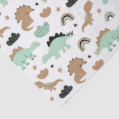 Cute Mint Green Dinosaur Pattern Tissuepapier (Detail)