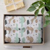 Cute Mint Green Dinosaur Pattern Tissuepapier (Geschenk)