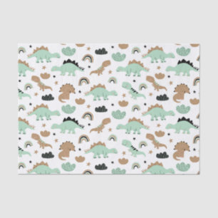 Cute Mint Green Dinosaur Pattern Tissuepapier