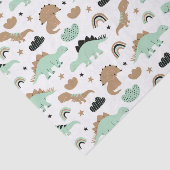 Cute Mint Green Dinosaur Pattern Tissuepapier (Detail)