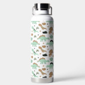 Cute Mint Green Dinosaur Pattern Waterfles (Achterkant)