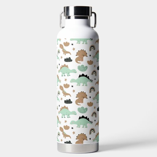 Cute Mint Green Dinosaur Pattern Waterfles (Voorkant)