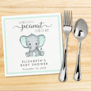 Cute Mint Green Elephant Baby shower Servet