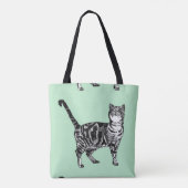 Cute Mint Green Girls Tabby Sac fourre-tout d'épic (Dos)