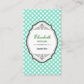 Cute Mint Green Polka Dots Elegant Lijst Visitekaartje (Voorkant)
