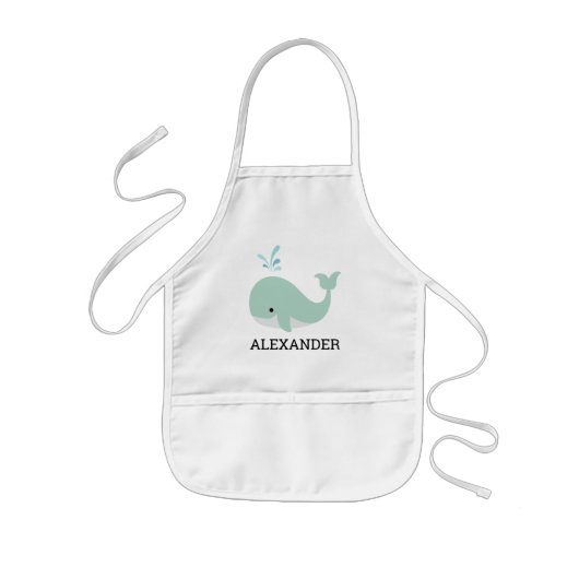 Cute Mint Green Whale Personalized Kinder Schort (Voorkant)