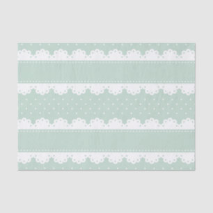 Cute Mint Green White Polka Dot Lace Pattern Tissuepapier