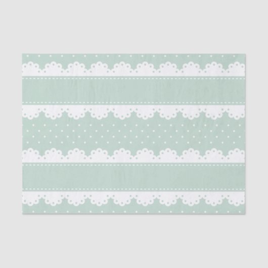Cute Mint Green White Polka Dot Lace Pattern Tissuepapier (Voorkant)