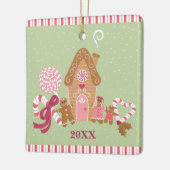 Cute Mint Pink Gingerbread Carré Ornement (Gauche)