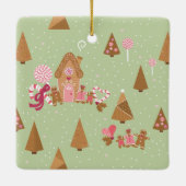 Cute Mint Pink Gingerbread Carré Ornement (Dos)