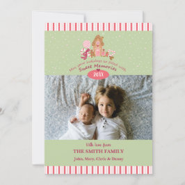 Cute Mint Pink Gingerbrood Candy Canards Fotokaart Kaart