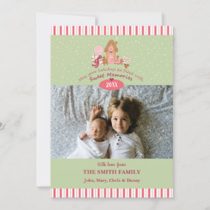 Cute Mint Pink Gingerbrood Candy Canards Fotokaart Kaart