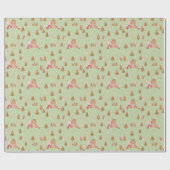Cute Mint Pink Gingerbrood Candy Cane Cadeaupapier (Vlak)