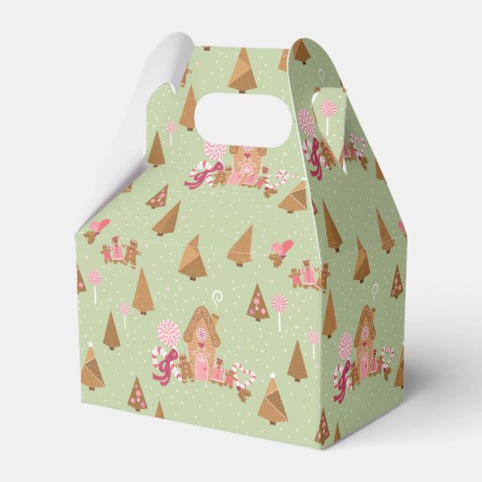 Cute Mint Pink Gingerbrood Candy Canes Favor Box Bedankdoosjes (Voorkant Zijde)
