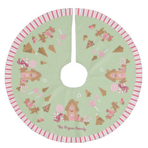 Cute Mint Pink Gingerbrood House Candy Cane Brushe Kerstboom Rok
