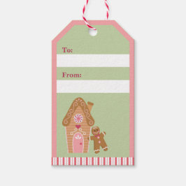 Cute Mint Pink Gingerbrood Snoep Gift Label Cadeaulabel