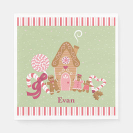 Cute Mint Pink Gingerbrood Snoep Papier Napkin Servet