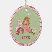 Cute Mint Pink Gingerbrood Snoep Round Ornament (Rechts)