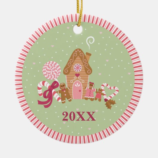 Cute Mint Pink Gingerbrood Snoep Round Ornament (Voorkant)