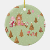Cute Mint Pink Gingerbrood Snoep Round Ornament (Achterkant)