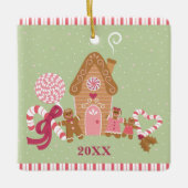 Cute Mint Pink Gingerbrood Snoep Square Ornament (Voorkant)