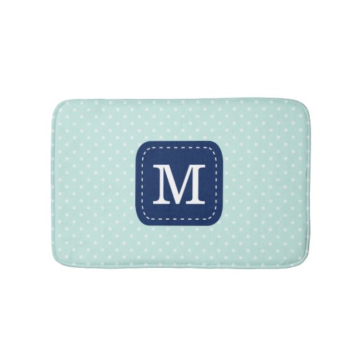 Cute Mint Polka Dot Pattern Custom Monogram Badmat (Voorkant)