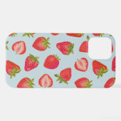 Cute Mint Strawberry-patroon iPhone Hoesje (Achterkant horizontaal)