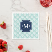 Cute Mint Summer Pattern en Blue Monogram Servetten (Insitu)