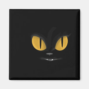 Cute Mischievous Black Cat with Fangs Magneet