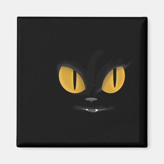 Cute Mischievous Black Cat with Fangs Magneet (Voorkant)