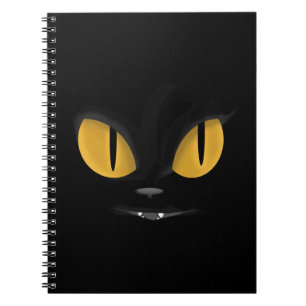 Cute Mischievous Black Cat with Fangs Notitieboek