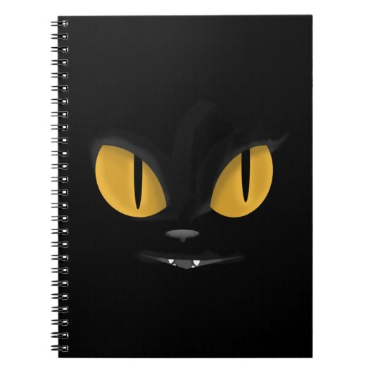 Cute Mischievous Black Cat with Fangs Notitieboek (Voorkant)