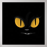 Cute Mischievous Black Cat with Fangs