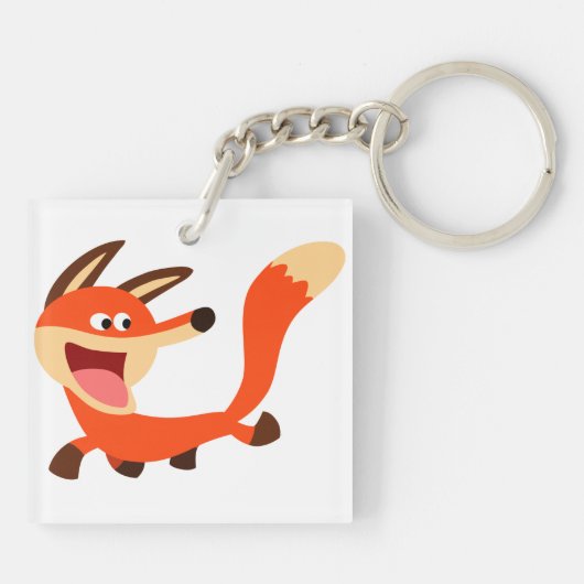 Cute Mischievous Cartoon Fox AcrylSleutelhanger Sleutelhanger (Achterkant)
