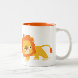 Cute Mischievous Cartoon Lion Tweekleurige Koffiemok