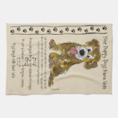 Cute Mixed Breed Cartoon Dog Quotes Kitchen Towel Theedoek (Horizontaal)