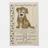 Cute Mixed Breed Cartoon Dog Quotes Kitchen Towel Theedoek (Verticaal)