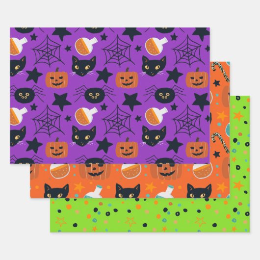 Cute Mixed Pattern Halloween Coördinerend Inpakpapier Vel (Set)