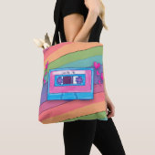 Cute Mixtape Rainbow Background Retro Music Logo Tote Bag (Dichtbij)