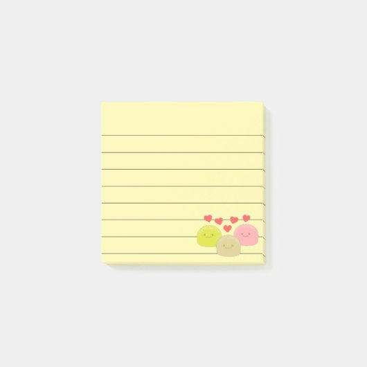 Cute Mochi Cartoon Tekeningen, 3x3 Post-it® Notes (Voorkant)