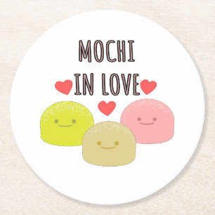 Cute Mochi Cartoon Tekeningen Ronde Kartonnen Onderzetter