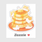 Cute Mochi Chats et Sticker japonais Fluffy Pancak (Feuille)