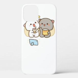 Cute Mochi Peach Cat iPhone 12 Hoesje