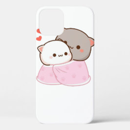 Cute Mochi Peach Cat iPhone 12 Hoesje