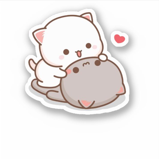 Cute Mochi Peach Cat Sticker (Voorkant)