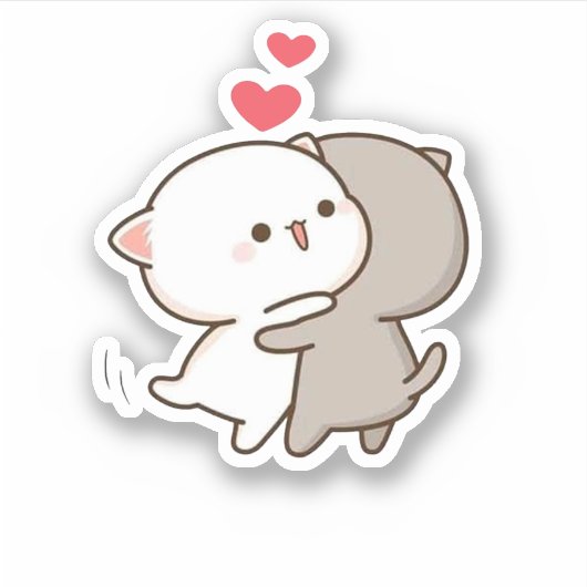Cute Mochi Peach Cat Sticker (Voorkant)
