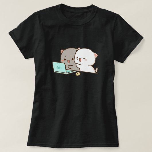 Cute Mochi Peach Cat T-shirt (Design voorkant)