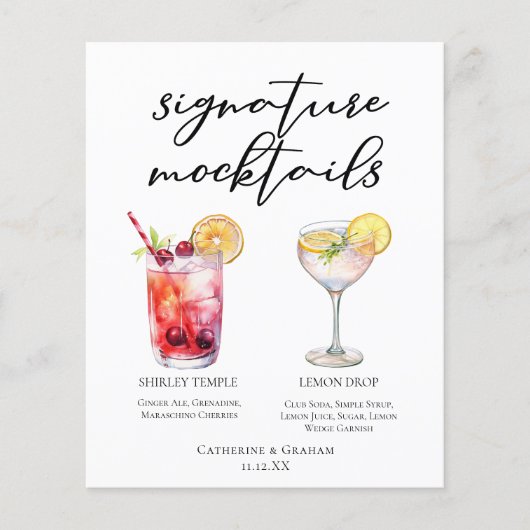 Cute Mocktails Shirley Temple Lemon Drop Menu (Devant)